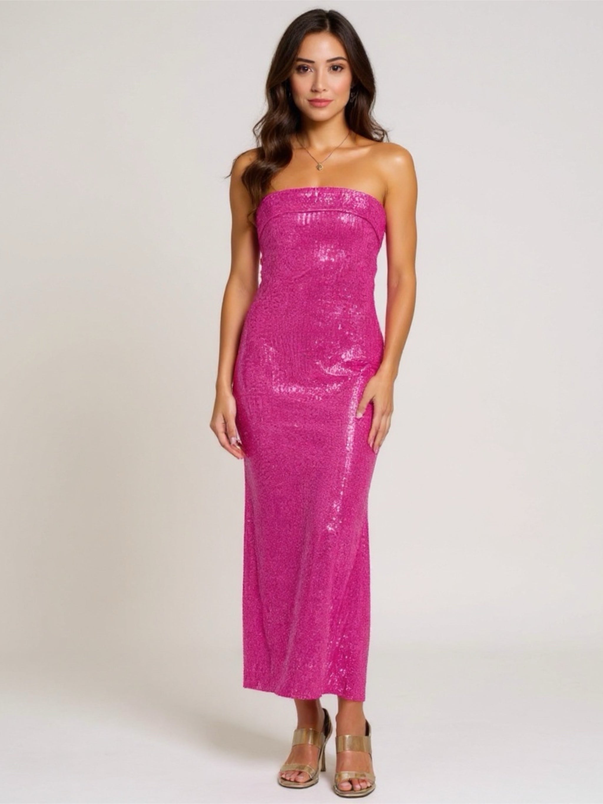 Sequin Cutout Strapless Dress