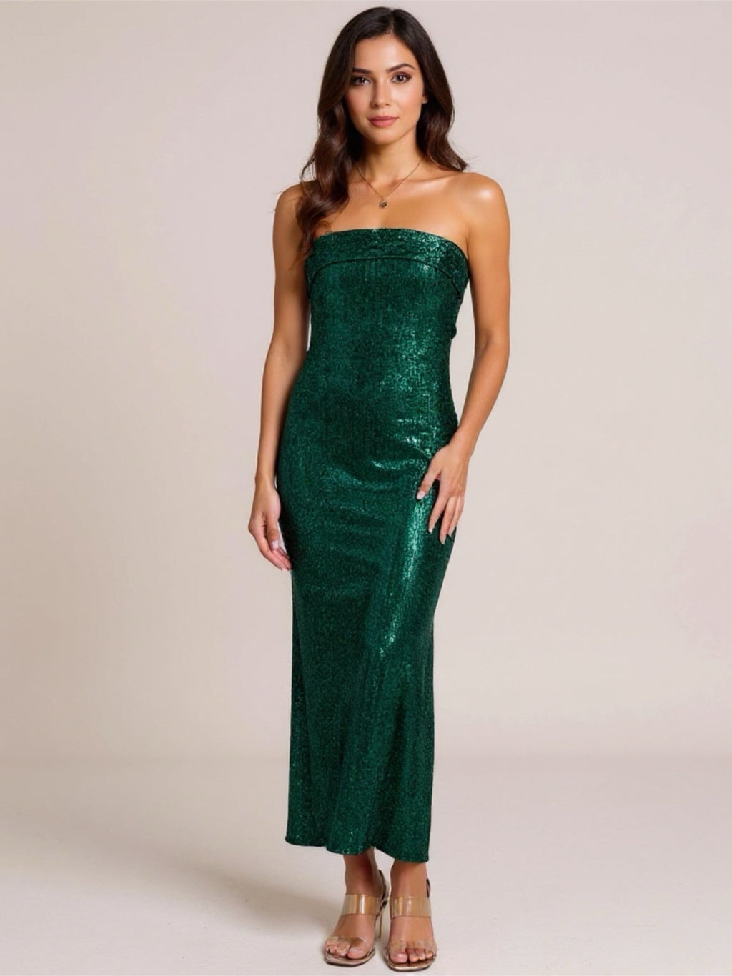 Sequin Cutout Strapless Dress