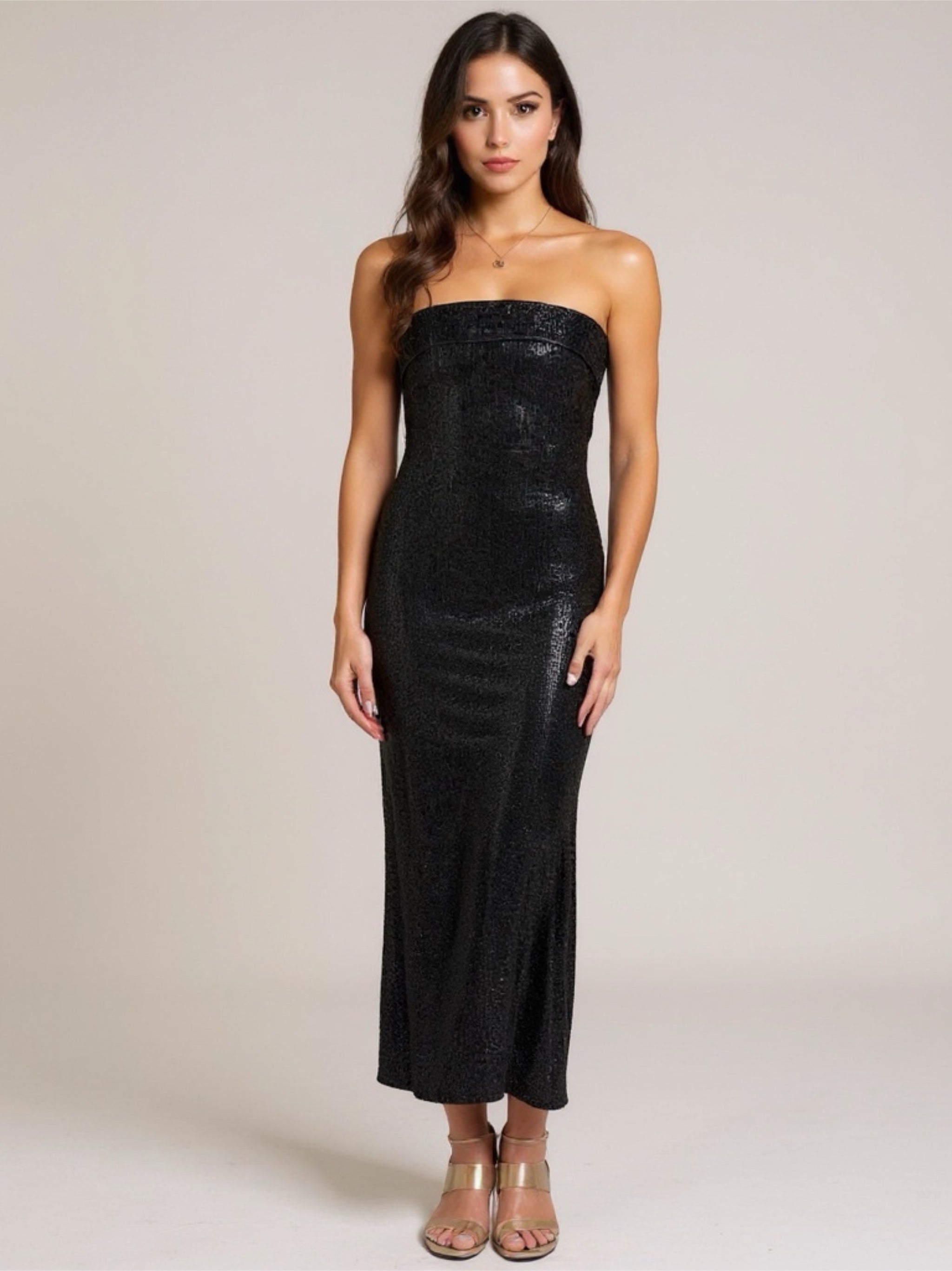 Sequin Cutout Strapless Dress