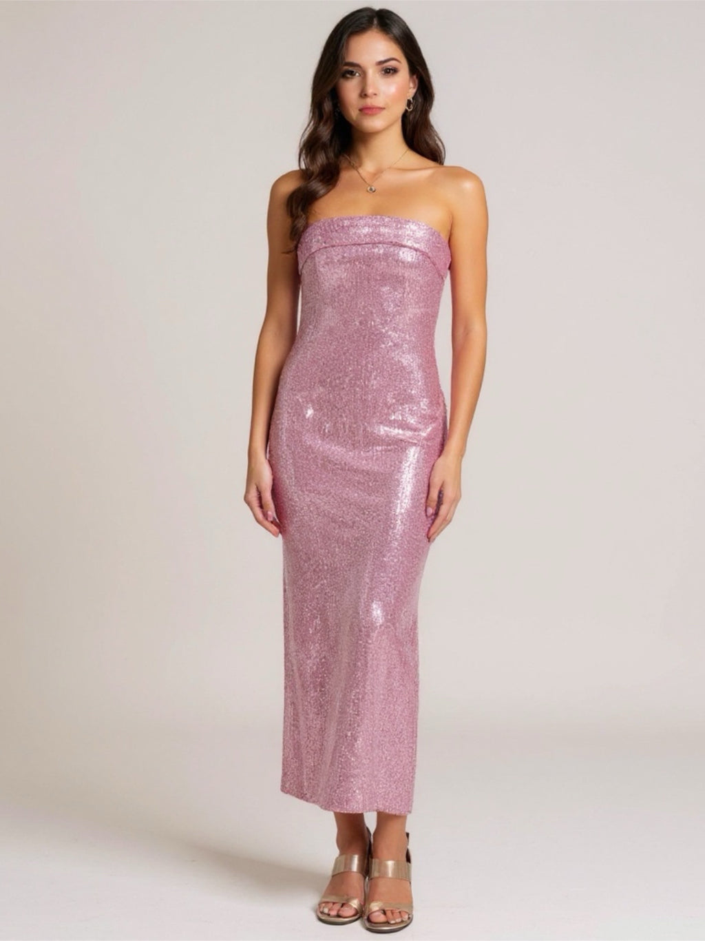Sequin Cutout Strapless Dress