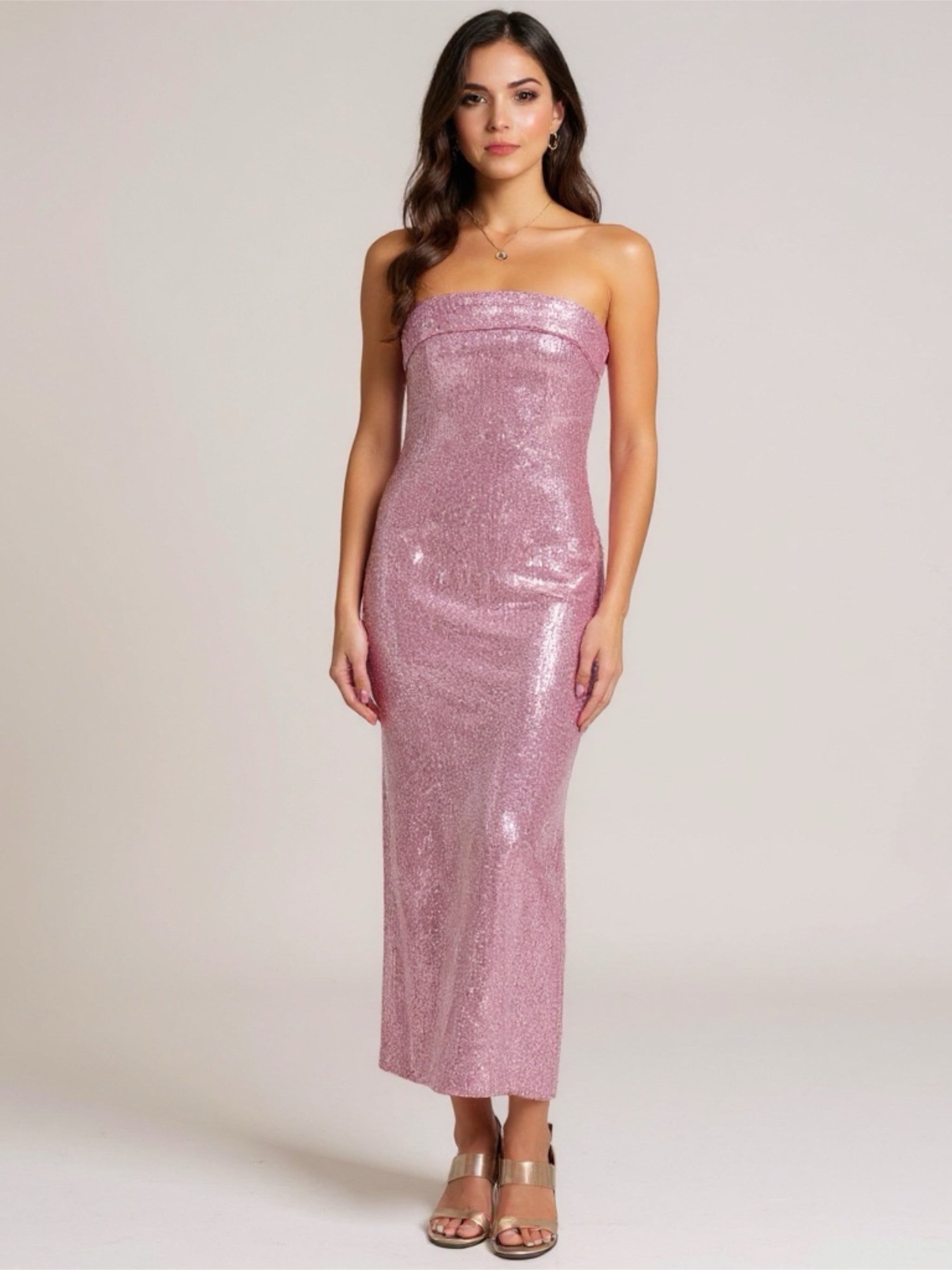 Sequin Cutout Strapless Dress