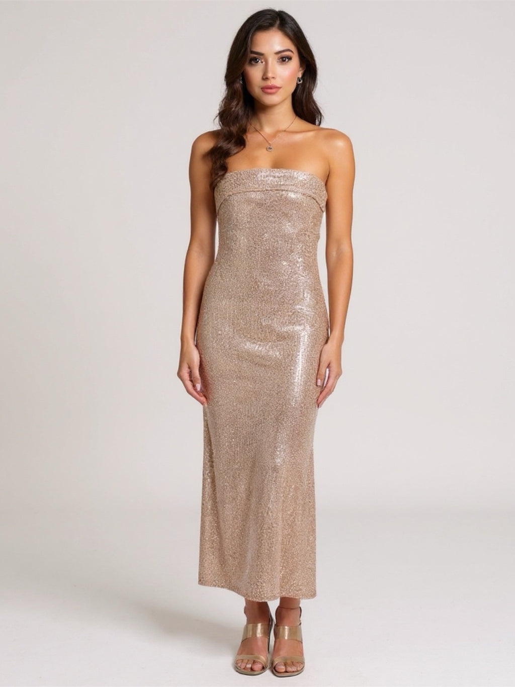 Sequin Cutout Strapless Dress
