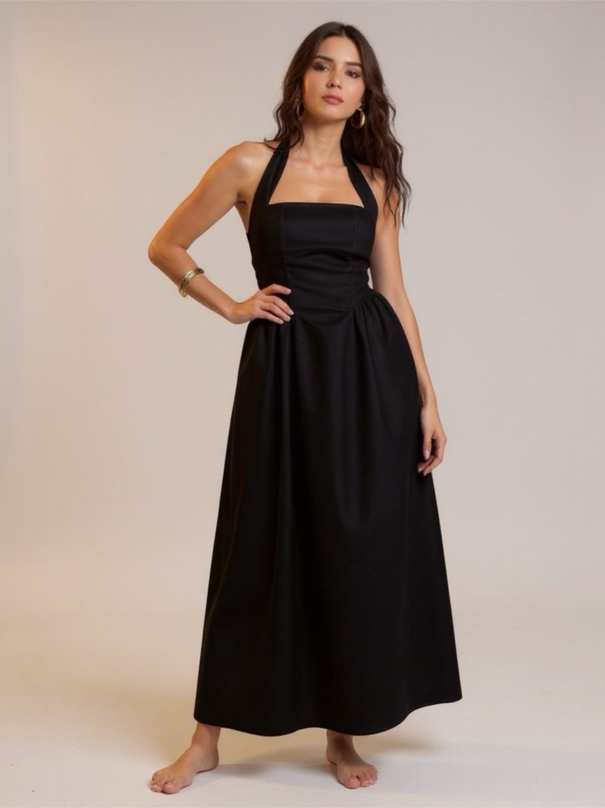 Halter Neck Maxi Dress with Pockets