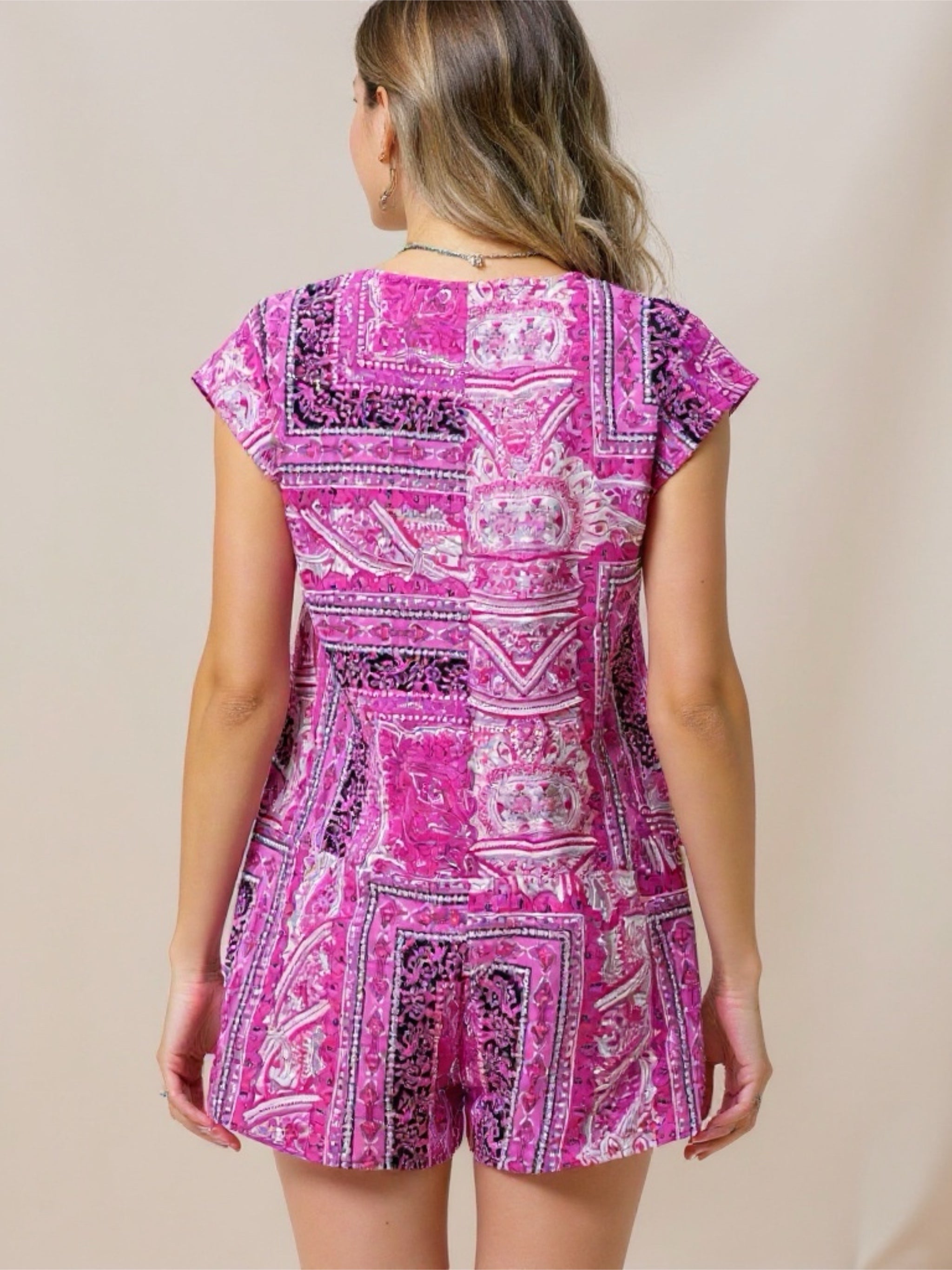 V-Neck Short Sleeve Romper