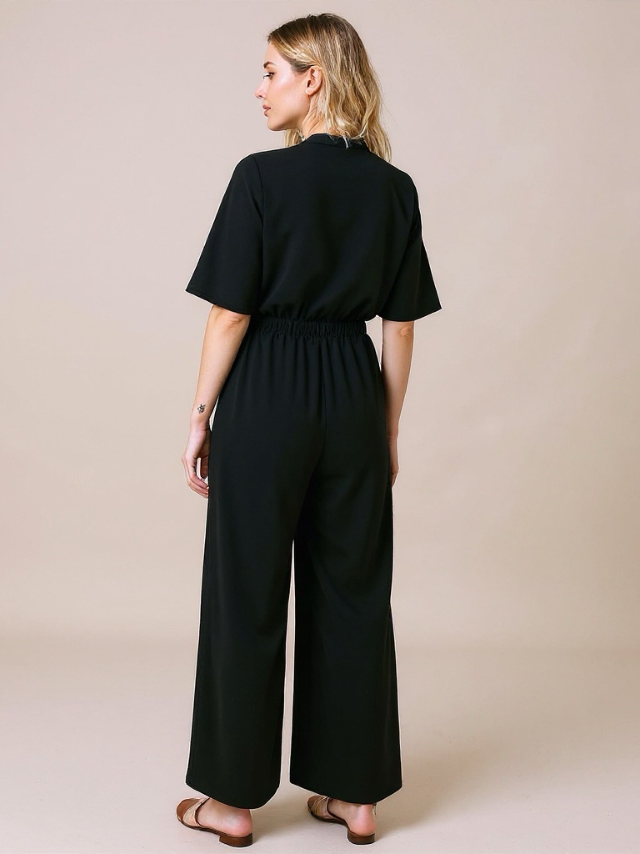 Tie Front Cutout Wide Leg Jumpsuit