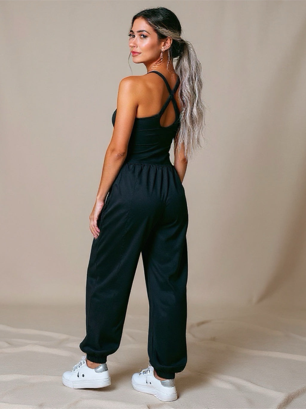 Grey Square Neck Jumpsuit