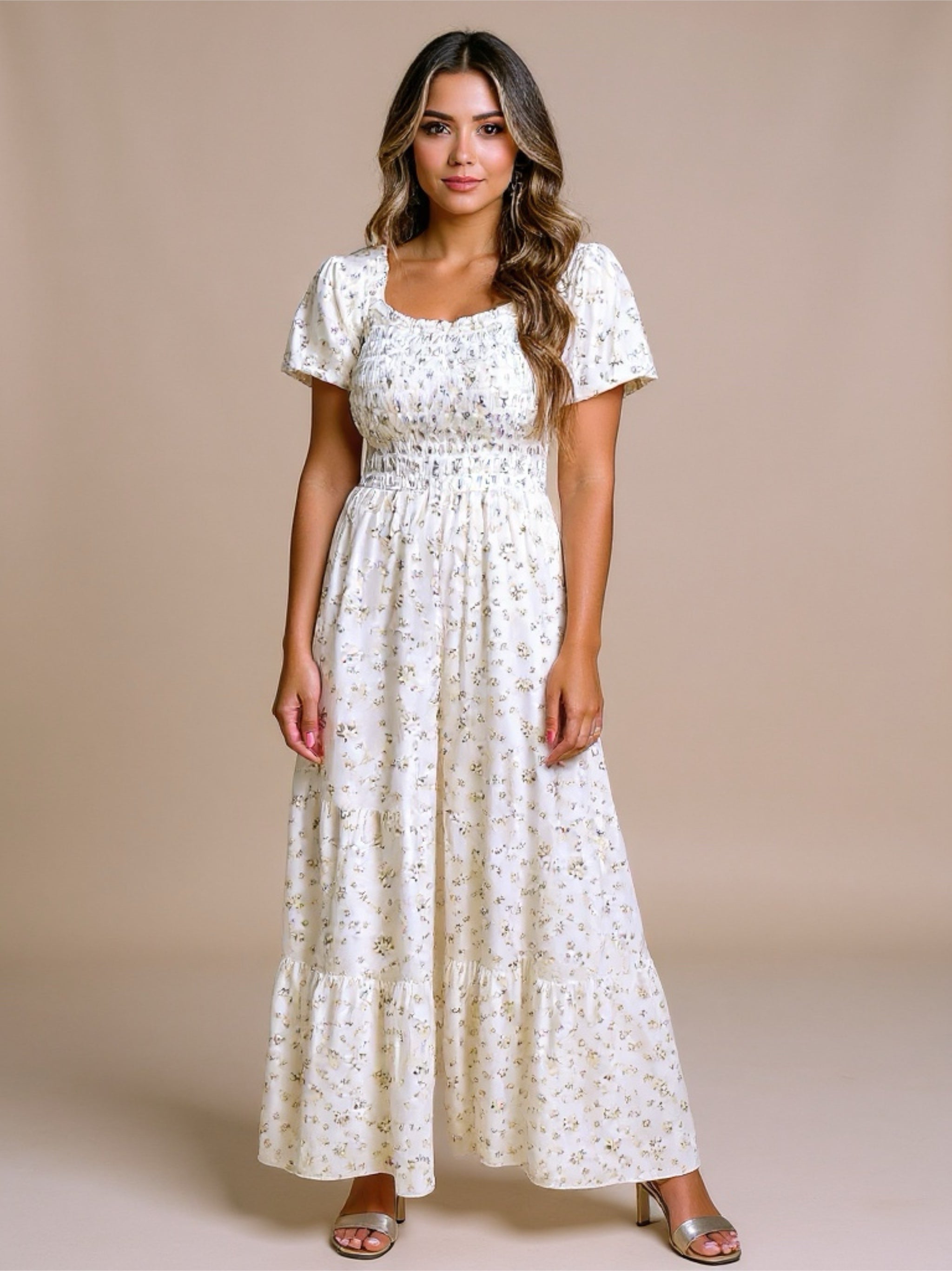 White Short Sleeve Jumpsuit