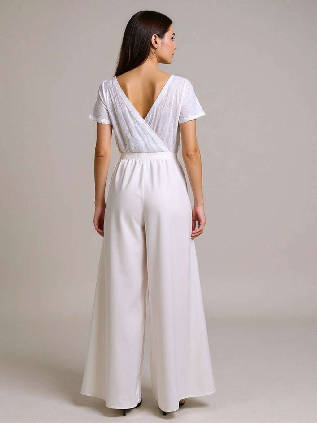 Sequin Short Sleeve Wide Leg Jumpsuit