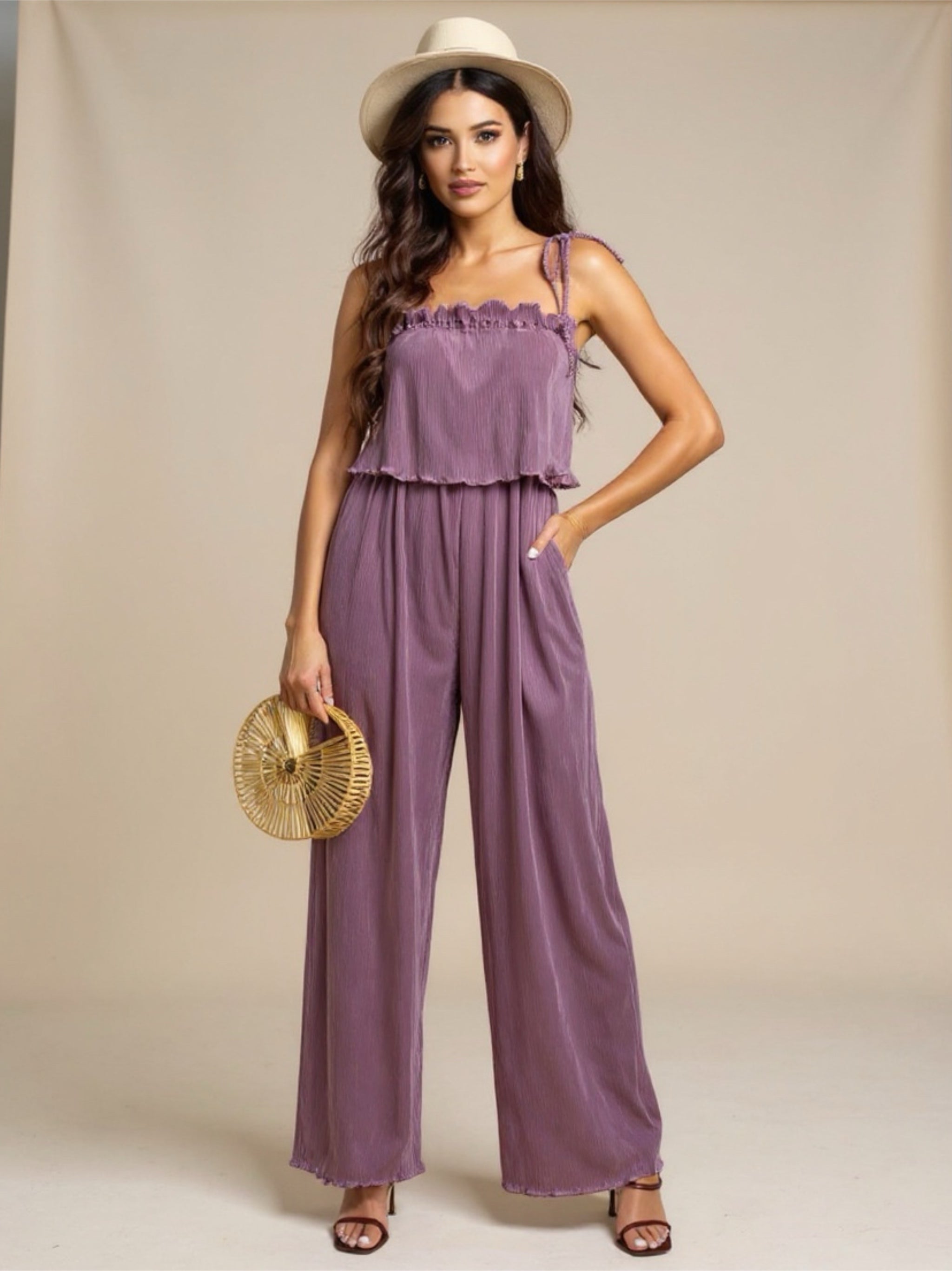 Mauve Square Neck Jumpsuit