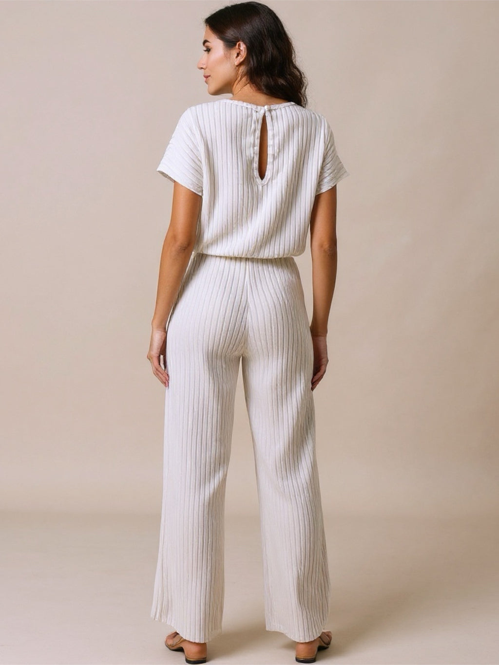 Round Neck Short Sleeve Jumpsuit