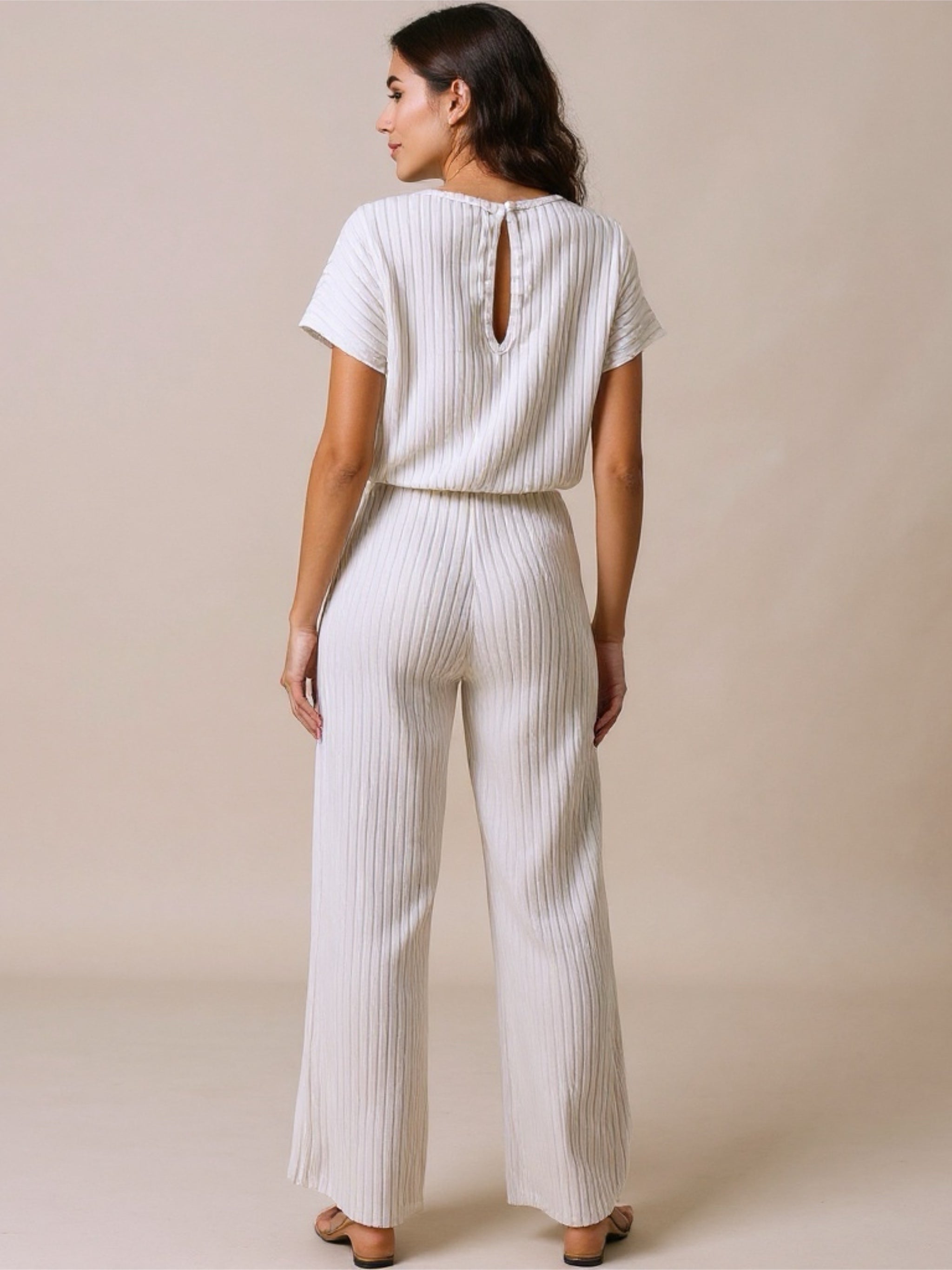 Round Neck Short Sleeve Jumpsuit