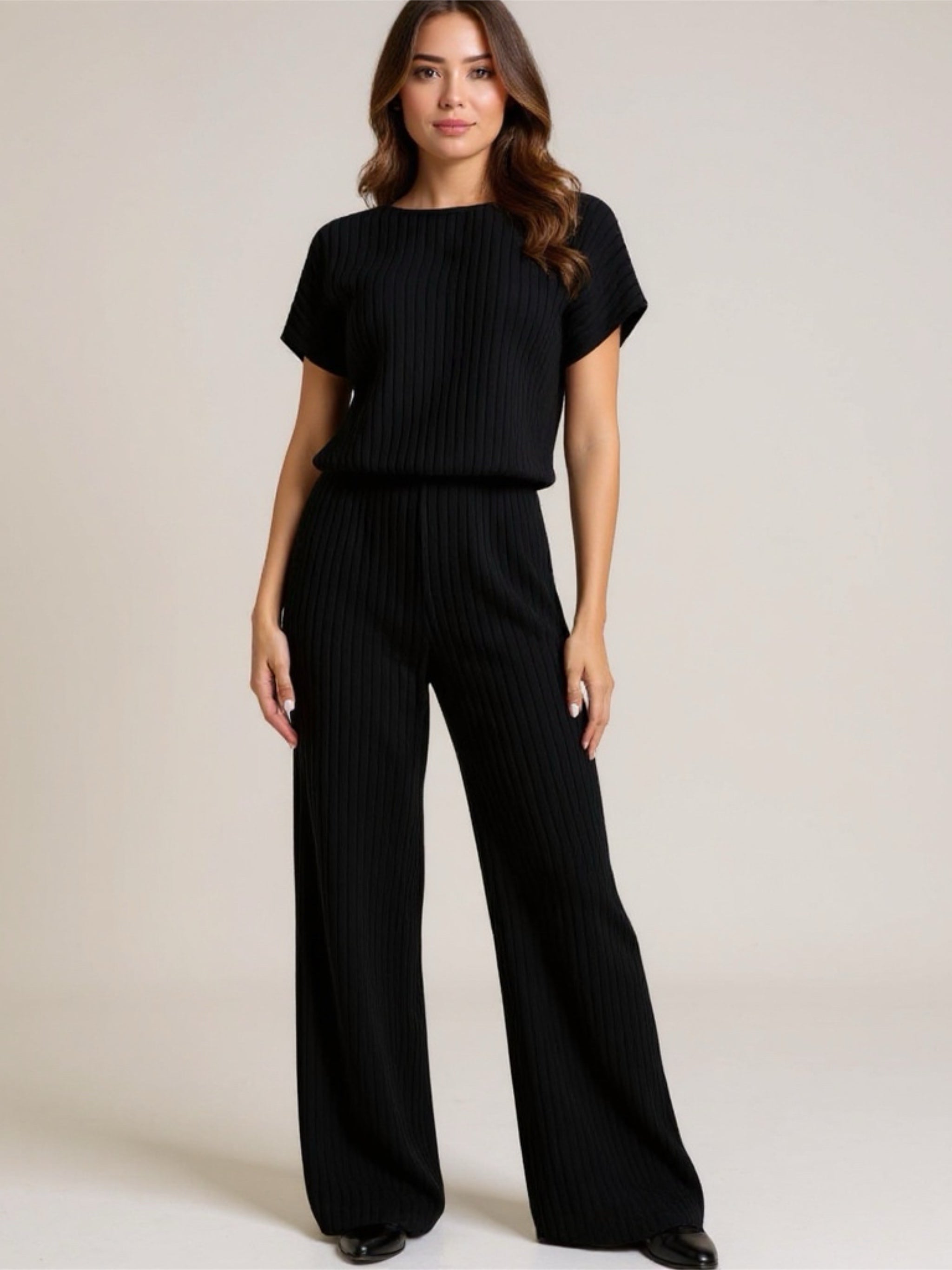 Round Neck Short Sleeve Jumpsuit
