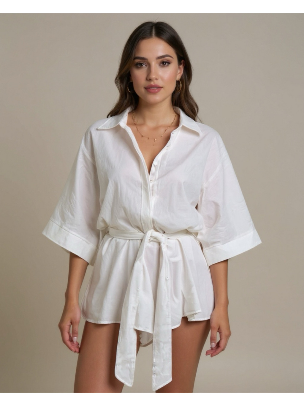 Button Up Collared Neck Romper