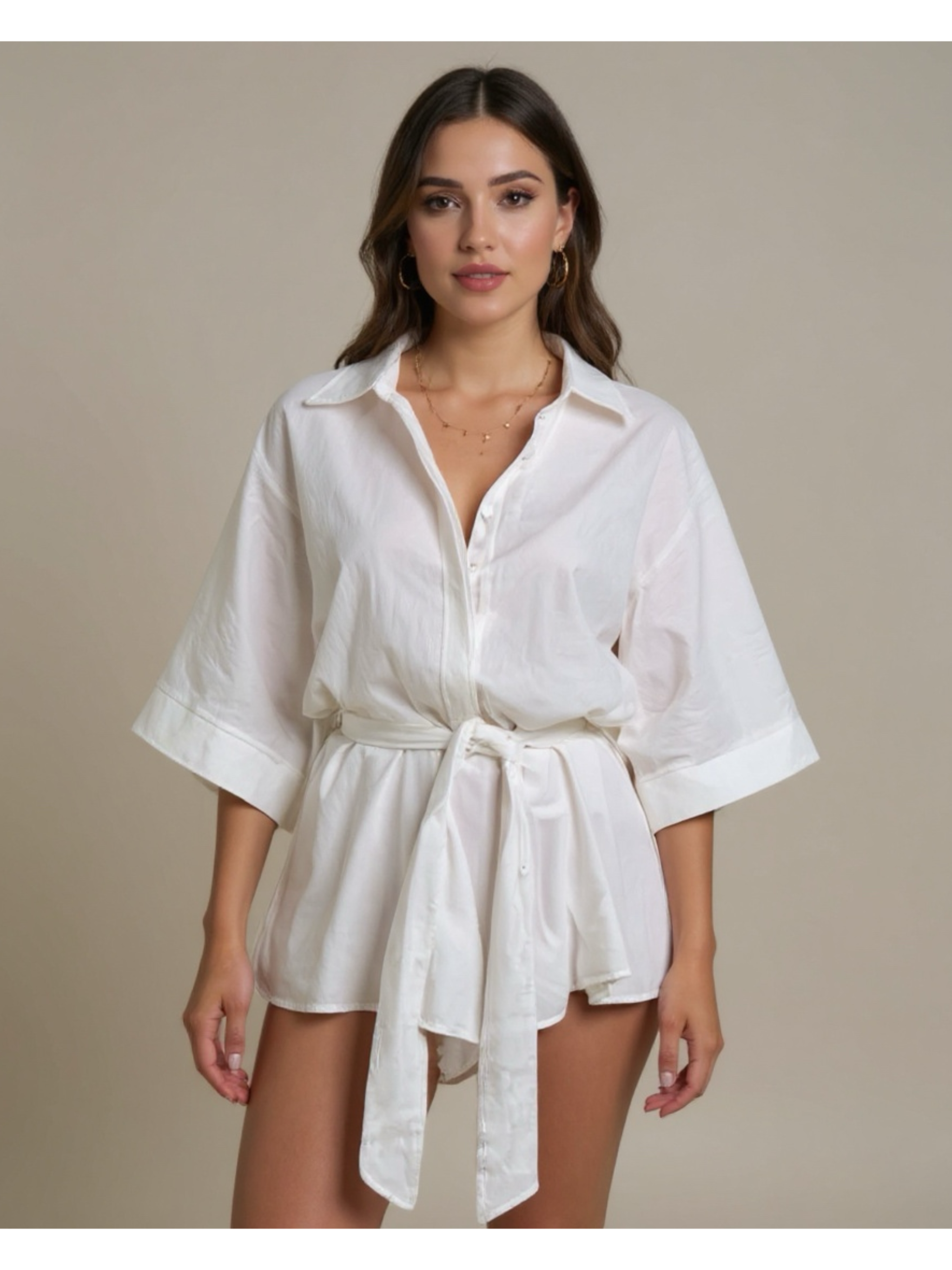 Button Up Collared Neck Romper