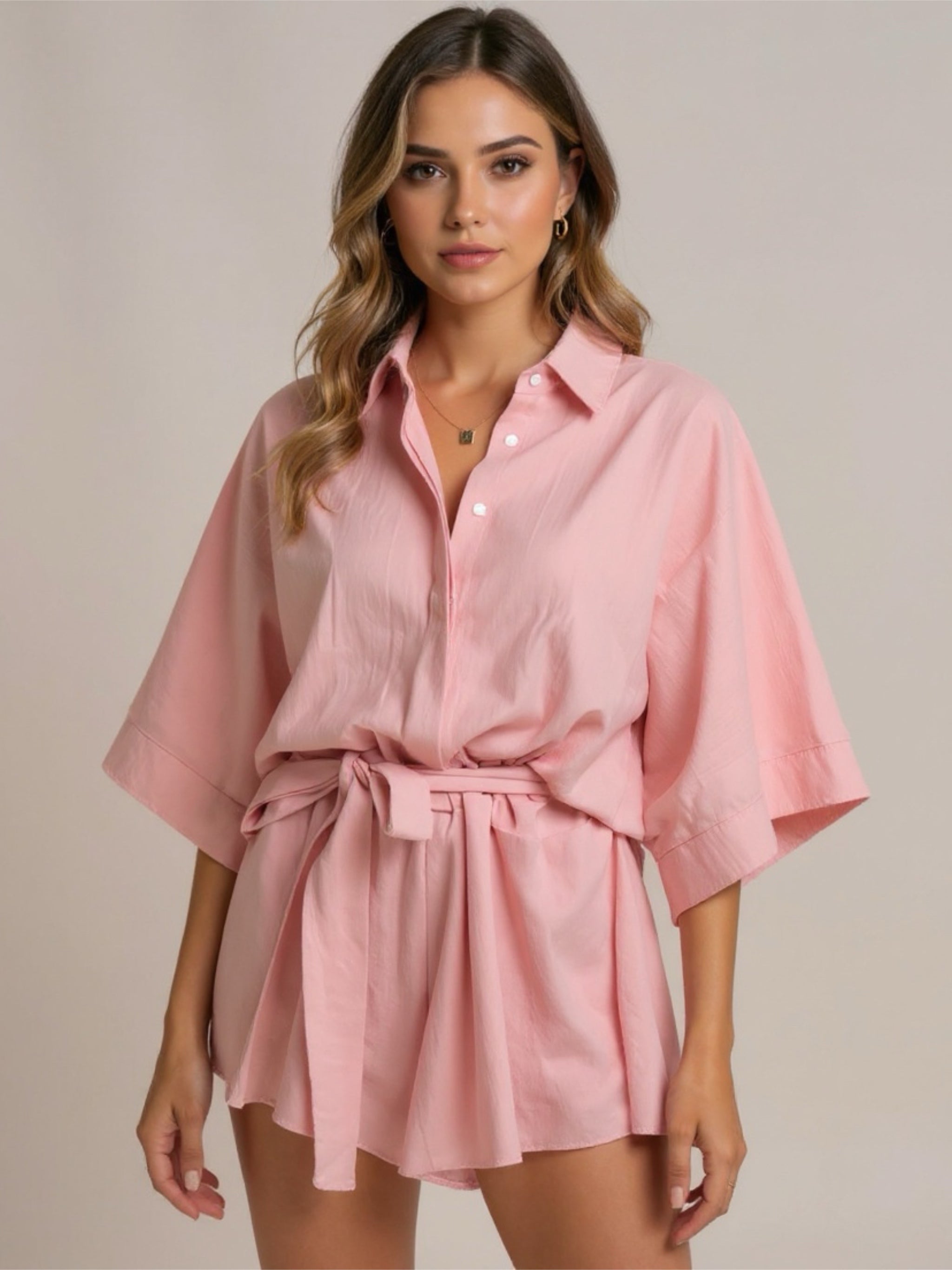 Button Up Collared Neck Romper