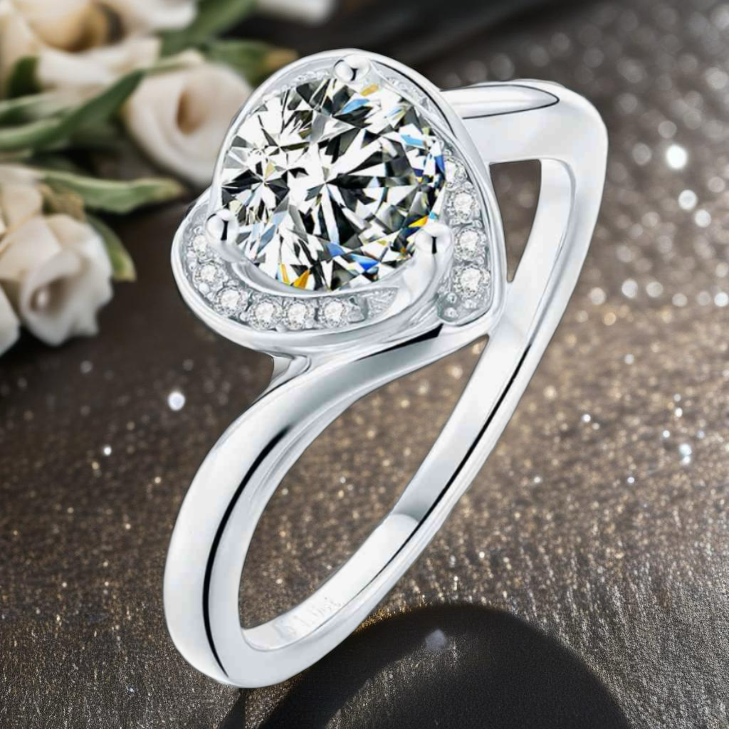 1 Carat Moissanite Heart Ring