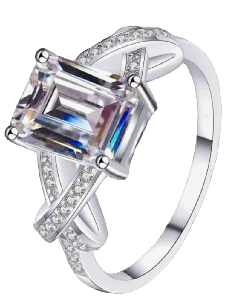 3 Carat Moissanite Sterling Silver Ring