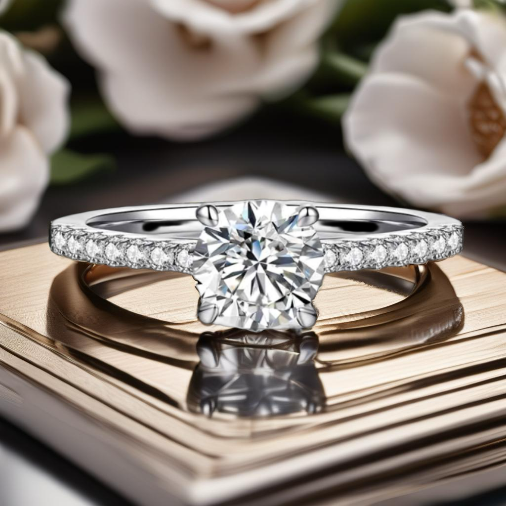 1 Carat Moissanite Sterling Silver Side Stone Ring