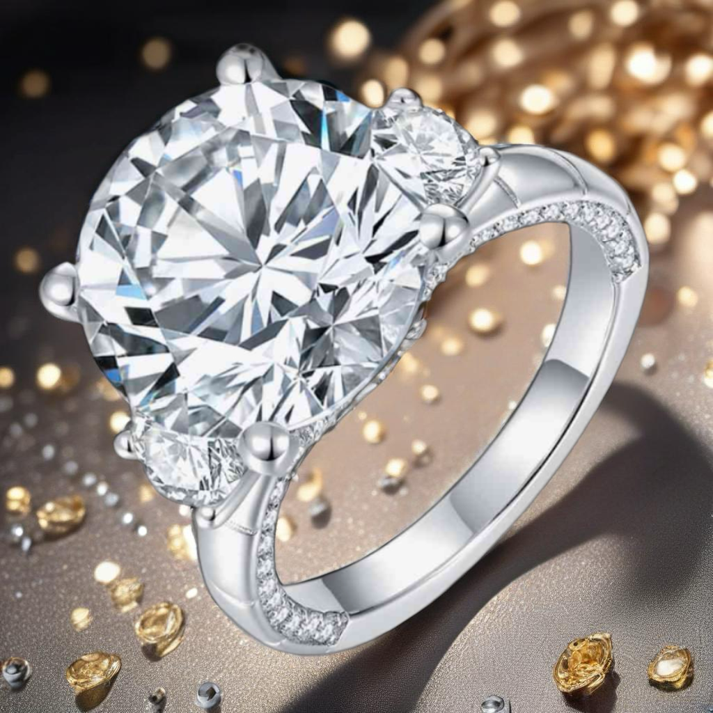 8.6 Carat Moissanite Sterling Silver Ring