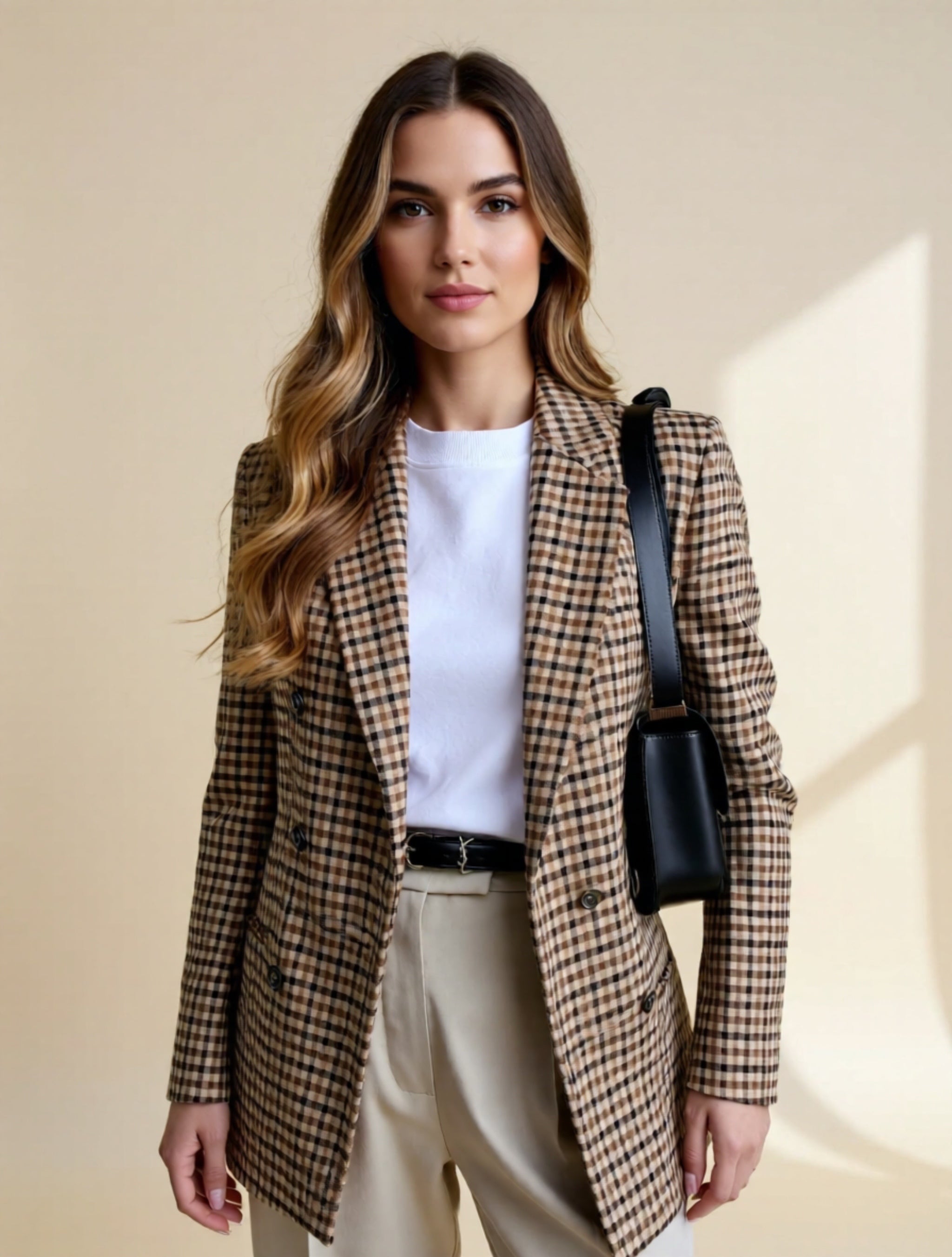 Classic Check Double-Breasted Blazer
