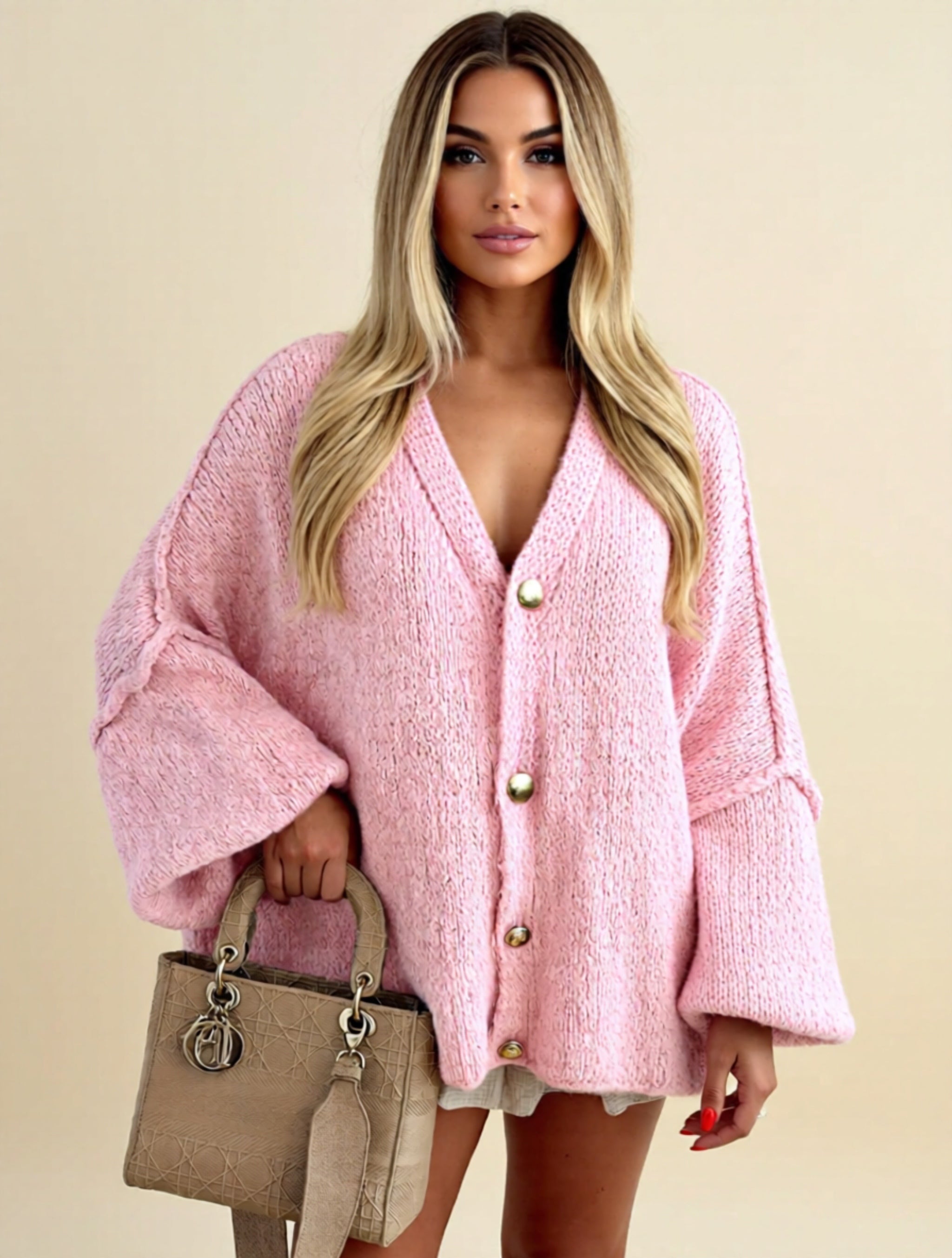 Oversized Buttoned Knit Cardigan