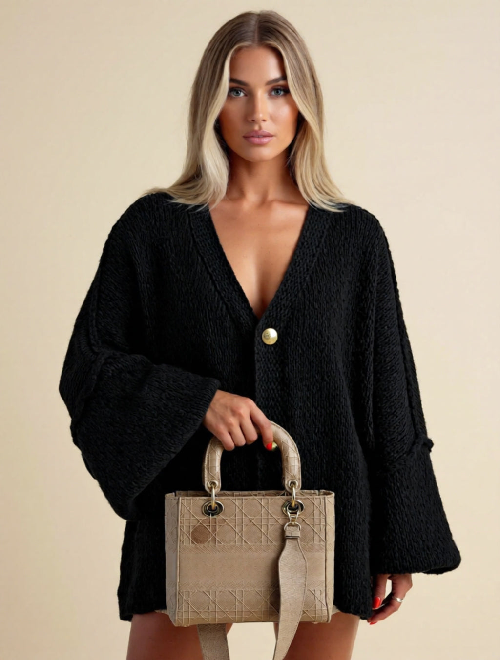 Oversized Buttoned Knit Cardigan