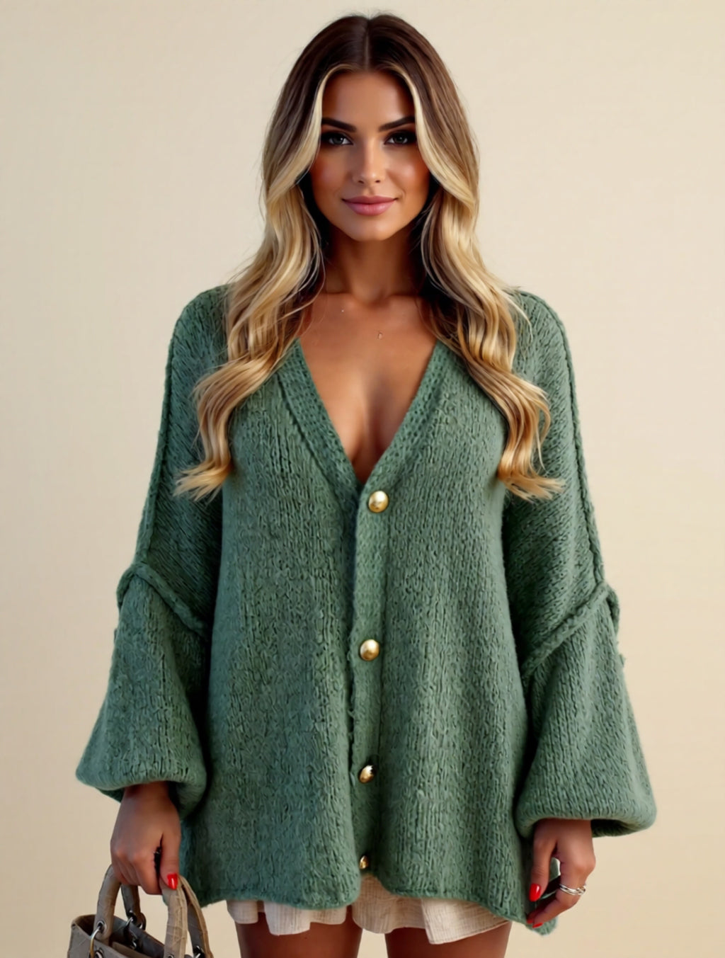 Oversized Buttoned Knit Cardigan