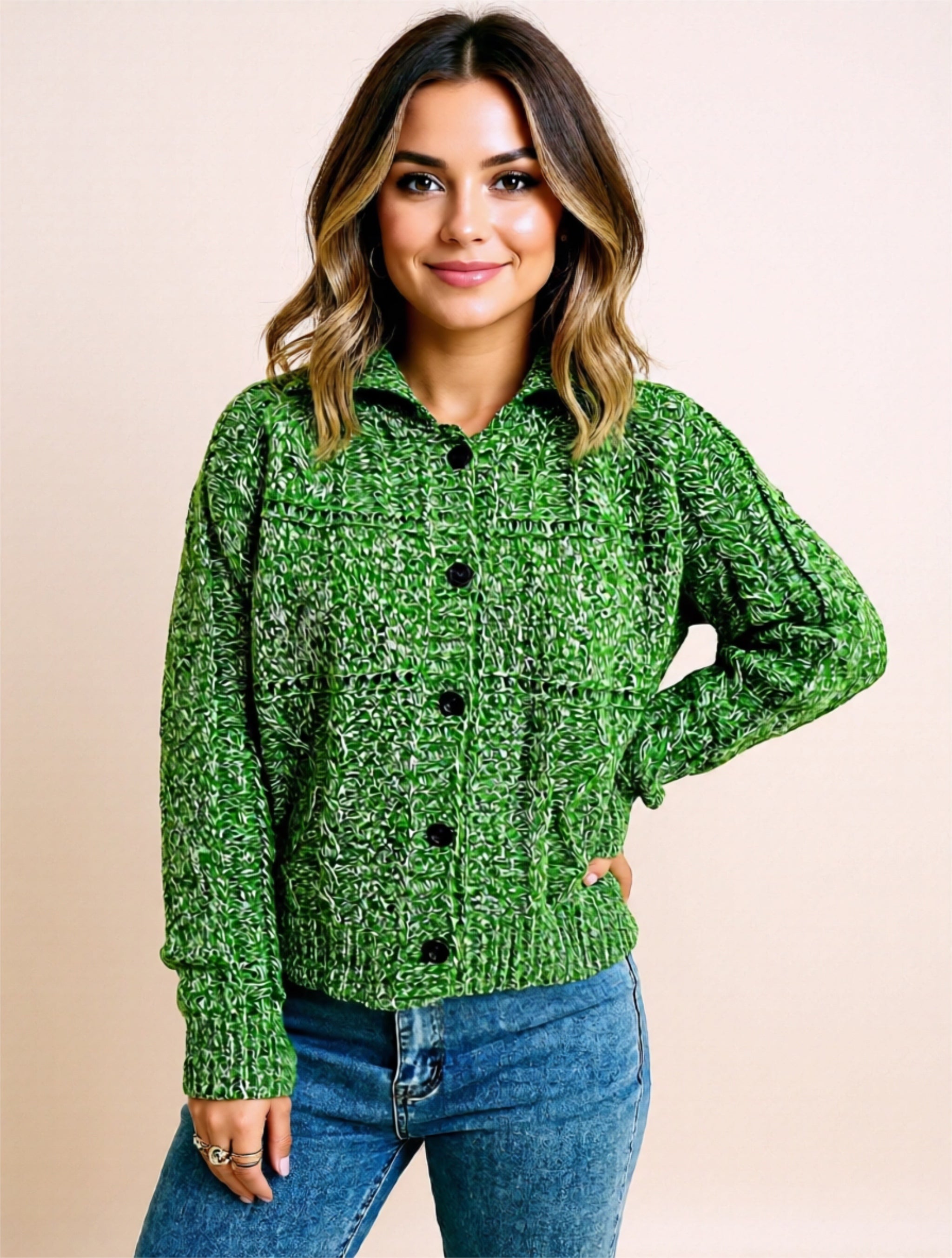 Cable-Knit Buttoned Cardigan