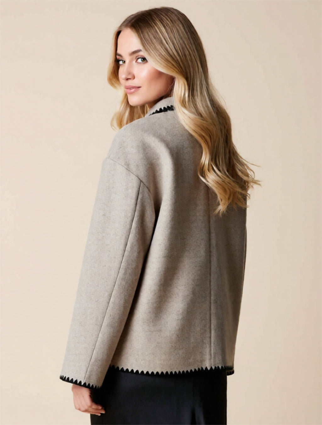 Contrast Stitch Buttoned Jacket