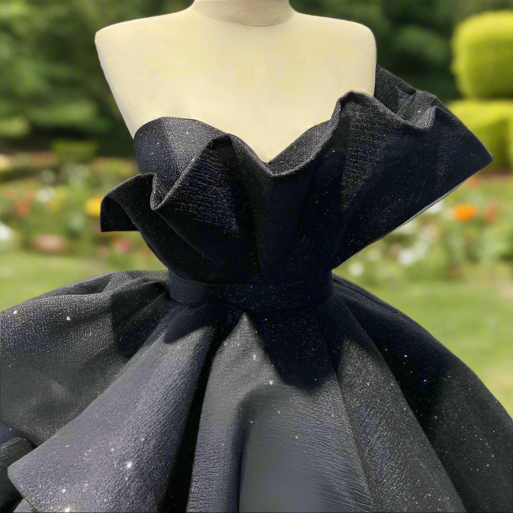 Black Strapless Quinceanera Ball Gown