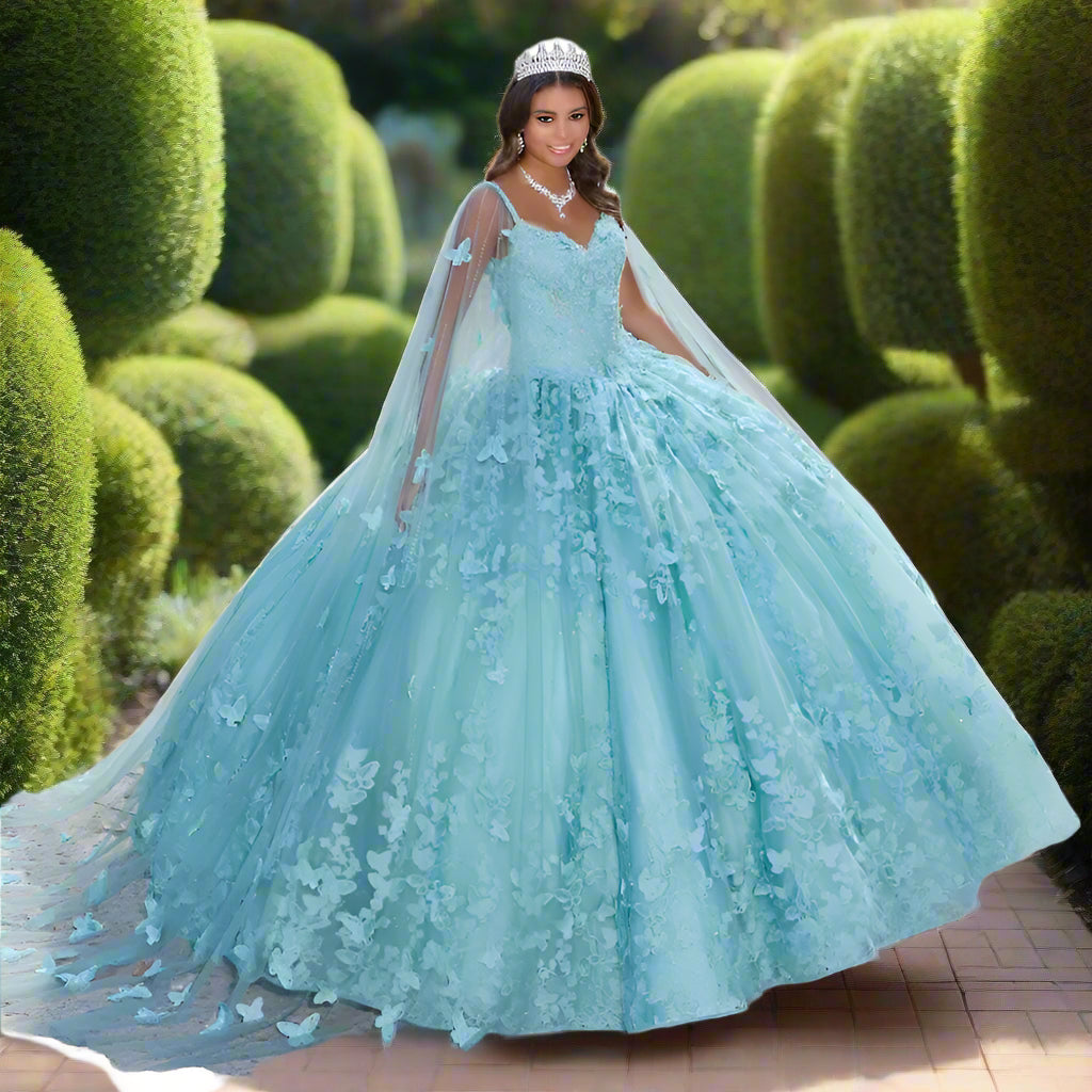 Lace Ball Gown Quinceanera Dress With Cape