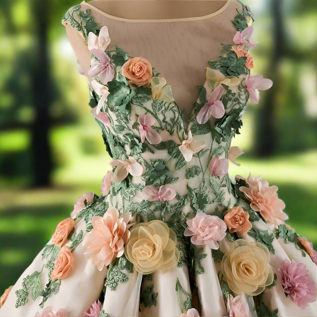 3D Floral Quinceanera Dress Ball Gown