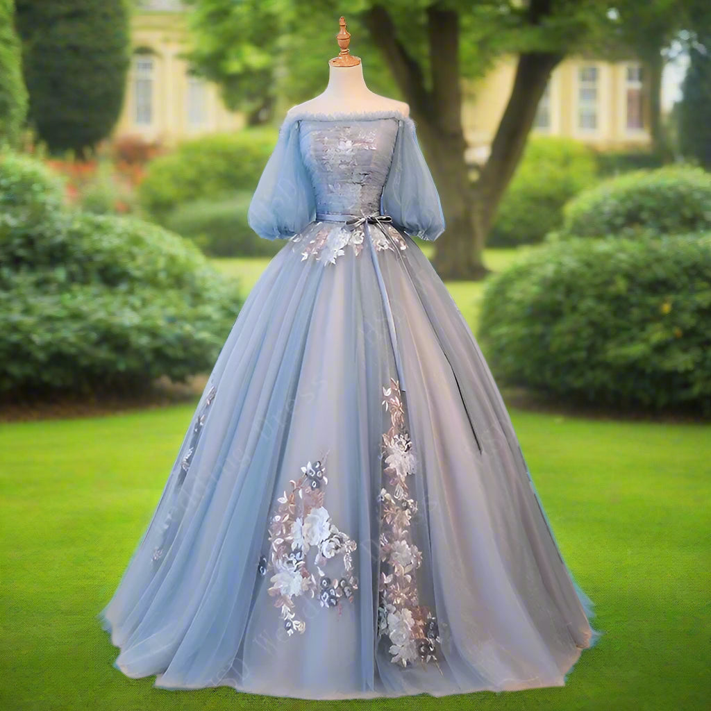 Off The Shoulder Blue Quinceanera Dress