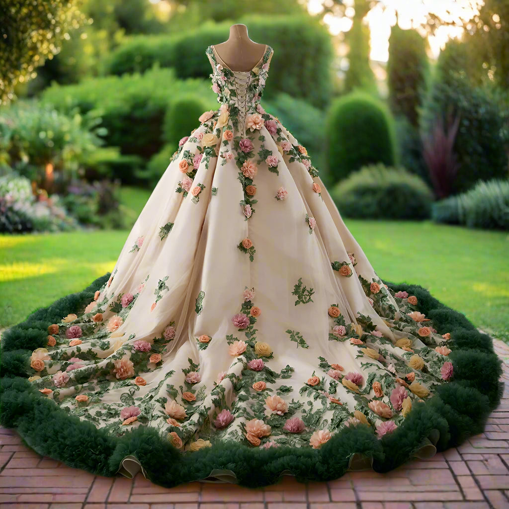 3D Floral Quinceanera Dress Ball Gown
