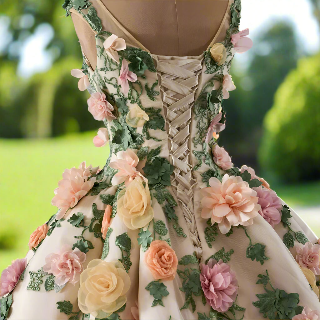 3D Floral Quinceanera Dress Ball Gown