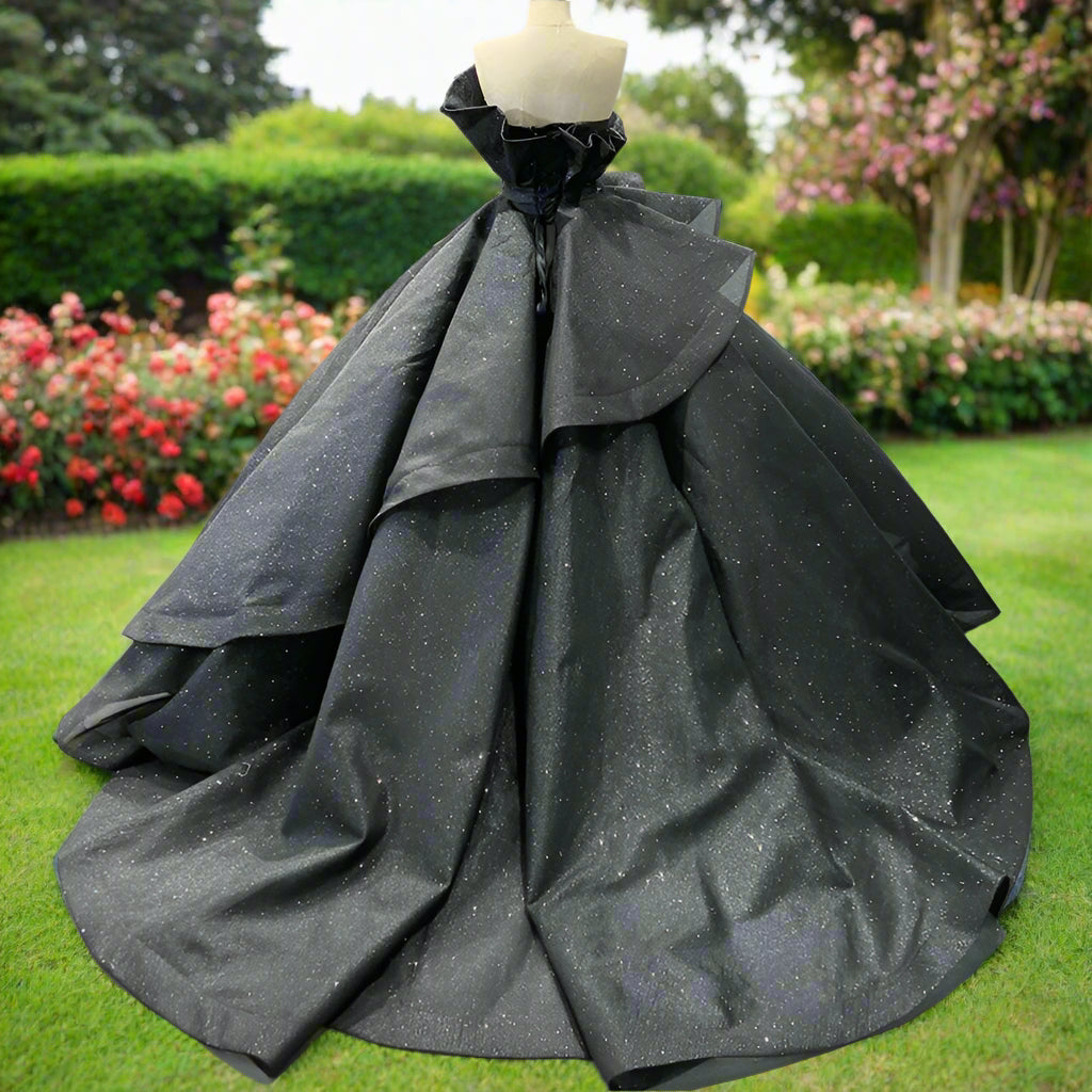 Black Strapless Quinceanera Ball Gown