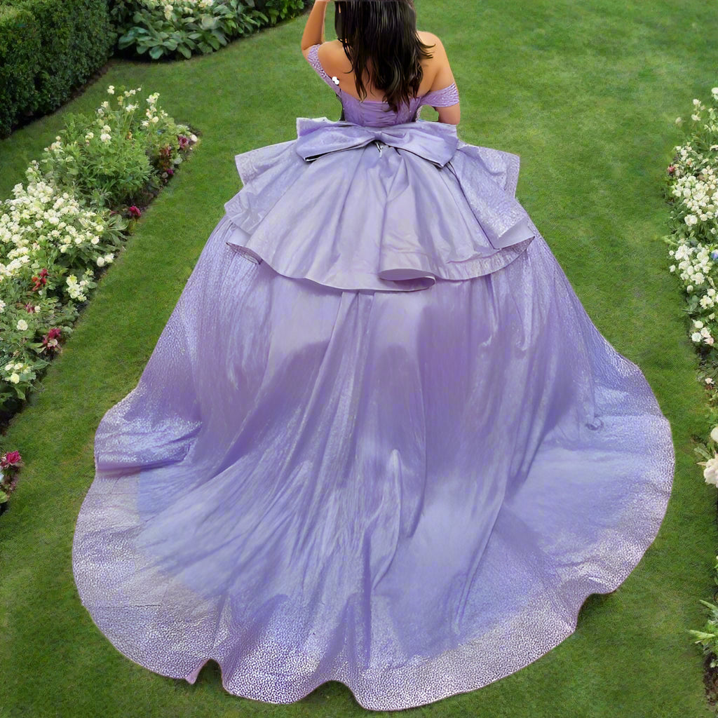 Lavender Off The Shoulder Sweetheart Quinceanera Dress