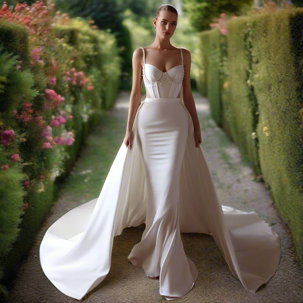 Sweetheart Mermaid Wedding Dress with Detachable Train