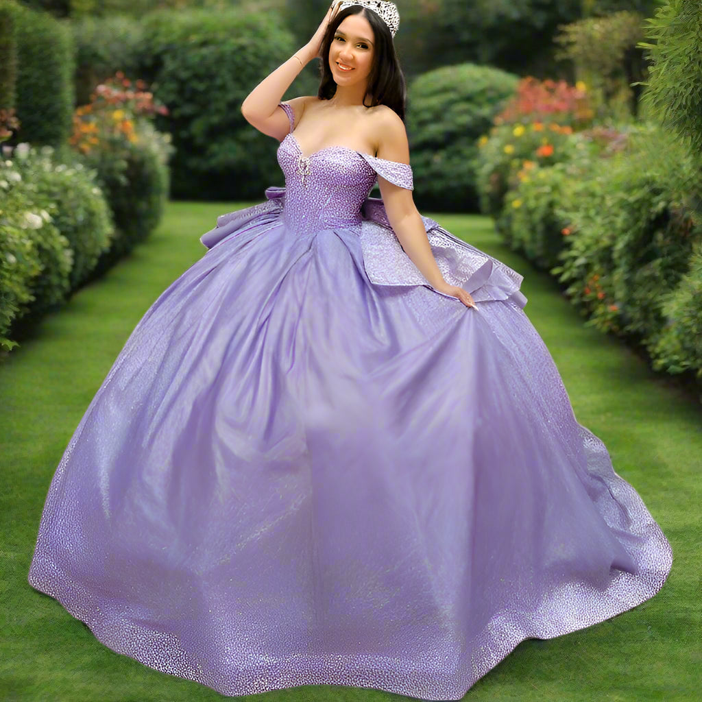 Lavender Off The Shoulder Sweetheart Quinceanera Dress