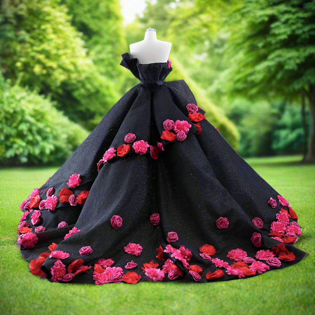 Black Strapless Quinceanera Ball Gown