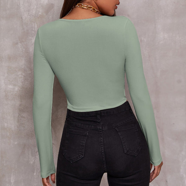 Zip Up Long Sleeve Crop Top