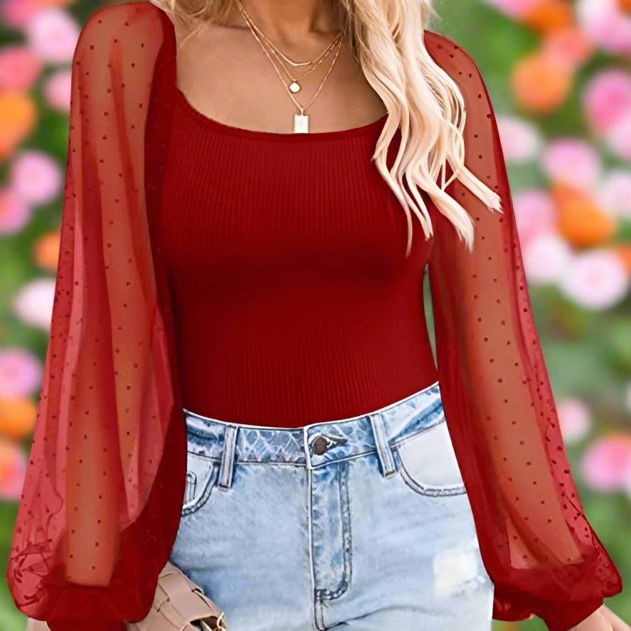 Lace Lantern Sleeve Top