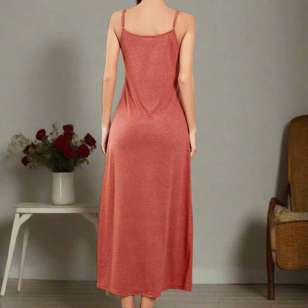 Orange Nightgown with Pleated Accent