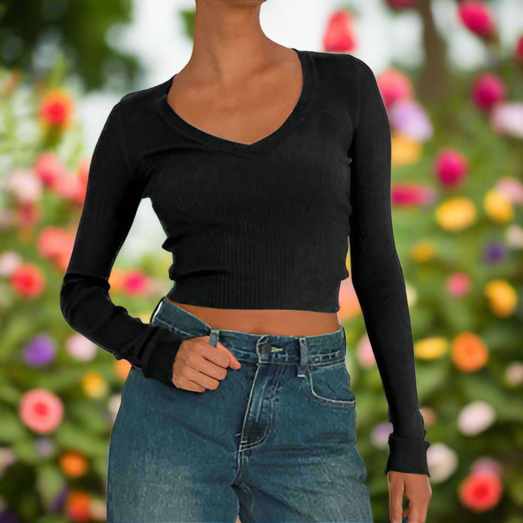 Long Sleeve V-Neck Top