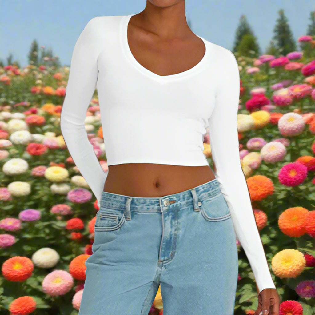 Long Sleeve V-Neck Top