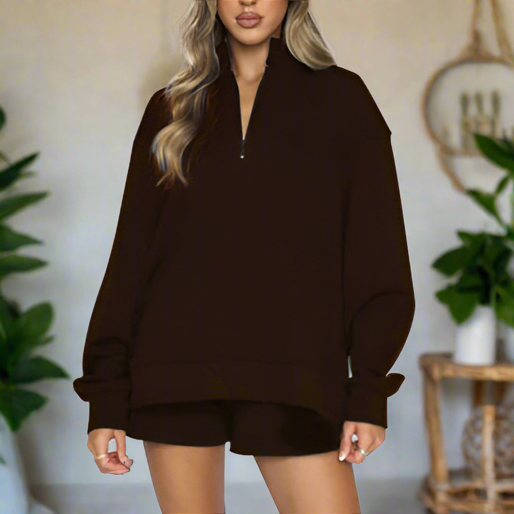 Half Zip Sweatshirt & Short Set
