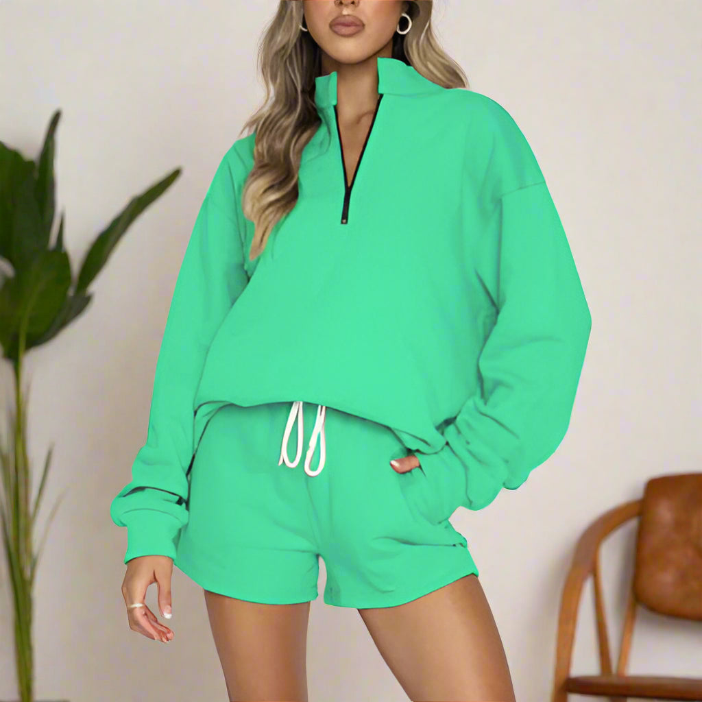 Half Zip Sweatshirt & Short Set