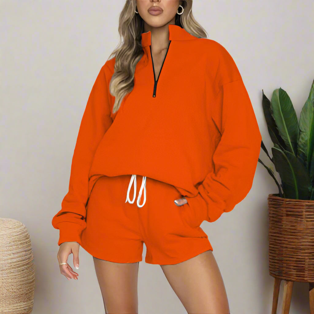 Half Zip Sweatshirt & Short Set