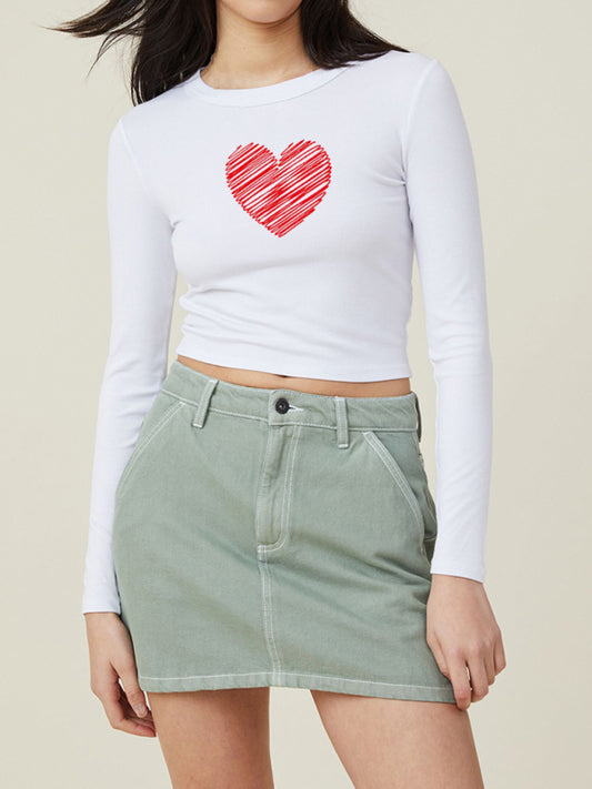 White Long Sleeve Graphic Top