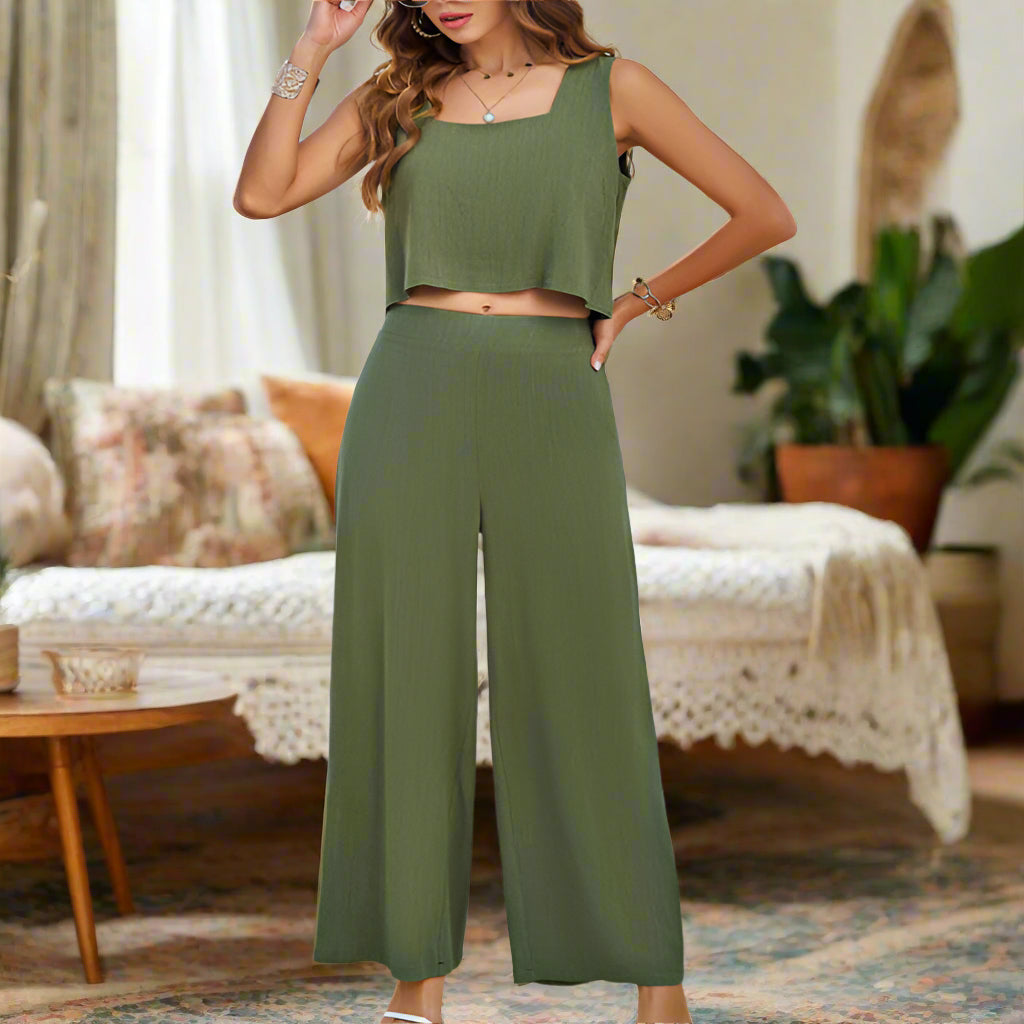 Crop Top & Trouser Pant Set